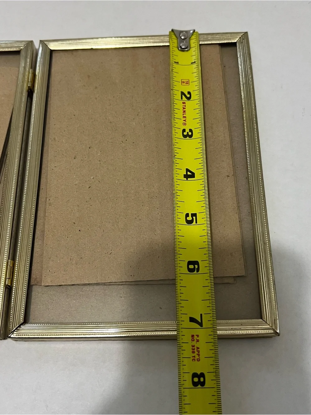 Vintage Gold Metal Folding Double Picture Frame 5x7 Hinged Bi-Fold